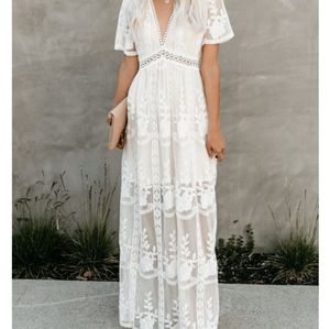 White lace boho dress